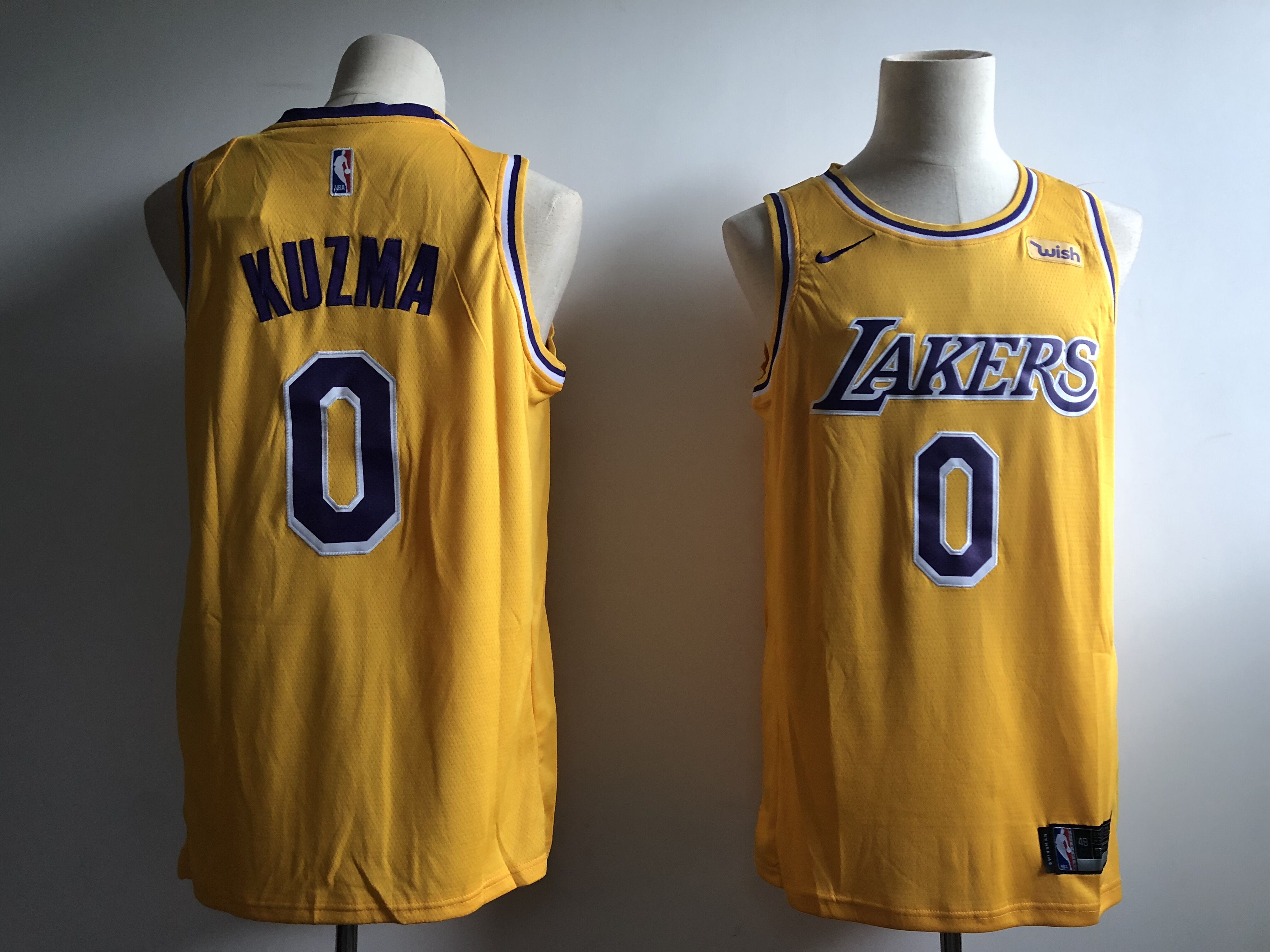 Men NBA Los Angeles Lakers 0 Kuzma yellow game Nike NBA jerseys